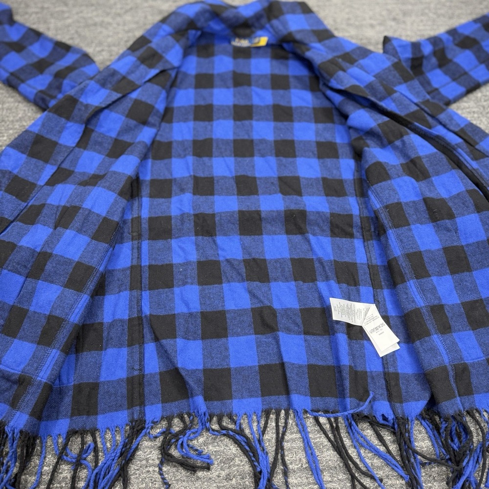 Polo Ralph Lauren Jacket Women Small Blue Buffalo Plaid Fringe Belt Coat flannel - Picture 13 of 14
